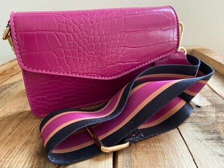 Schoudertas Croco | Fuchsia