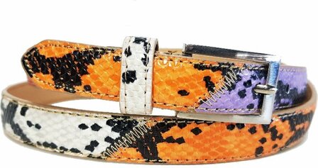 Dames riem met slangen print oranje/paars