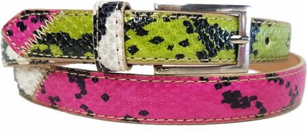 Dames riem met slangen print roze/groen