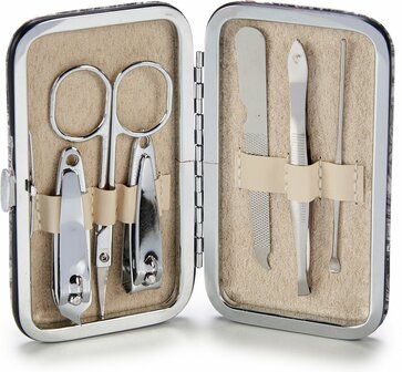 Manicure set Lippen 10,8 X 6 Cm Staal Rood/wit