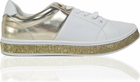 WIT/GOUDEN ANGELA THOMPSON DAMES SNEAKERS