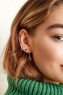 Piercing maan en ster - Sparkle collectie Green &amp; Gold Koper