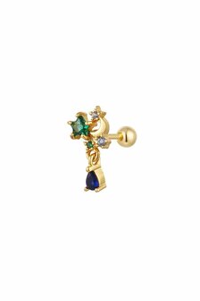 Piercing maan en ster - Sparkle collectie Green &amp; Gold Koper