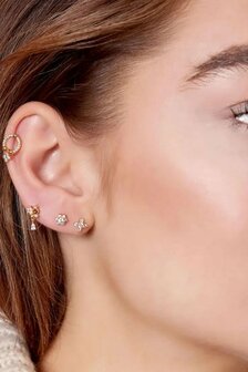 Piercing maan en ster - Sparkle collectie Roze &amp; Silver Koper