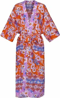 Kimono - Bloemenprint - Oranje/Lila