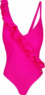 Badpak ruffel - fuchsia