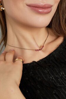 Ketting goud/zilver met steen - roze