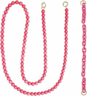 Telefoon snoer - Ketting - Roze - Kralen koort