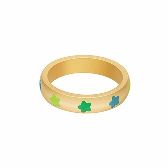 Ring colored stars - Goud/Groen