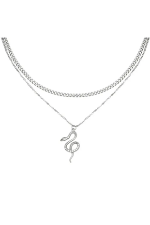 Dubbele ketting - Chained Snake zilver