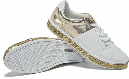 WIT/GOUDEN ANGELA THOMPSON DAMES SNEAKERS