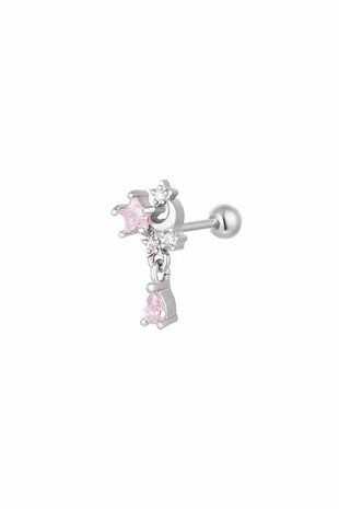 Piercing maan en ster - Sparkle collectie Roze & Silver Koper