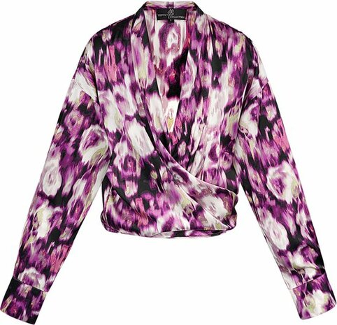 Overslagblouse tijgerprint - roze