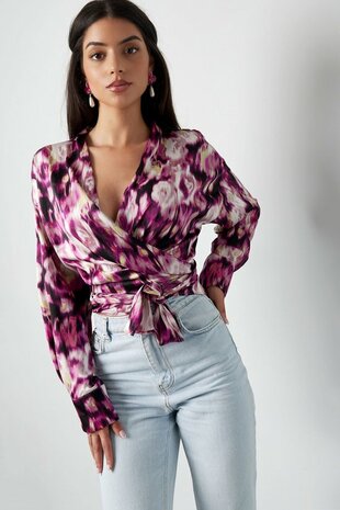 Overslagblouse tijgerprint - roze