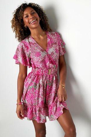 Midi Jurk Bloemenprint Roze