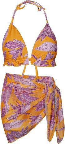 Bikini blaadjes print - oranje/paars