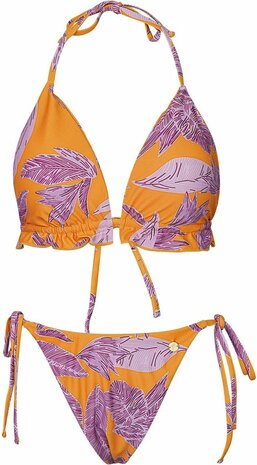 Bikini blaadjes print - oranje/paars