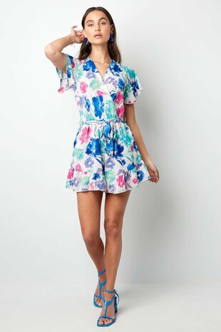 Playsuit Bloemenprint - Blauw